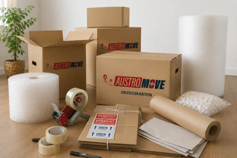Verpackungsmaterial für Umzug – Kartons, Folie, Klebeband